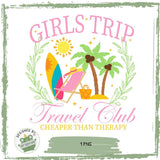 Girls Trip Bügelbild für JGA – Travel Club Grafik mit Palmen, Strand & Sonnenliege - Sewando