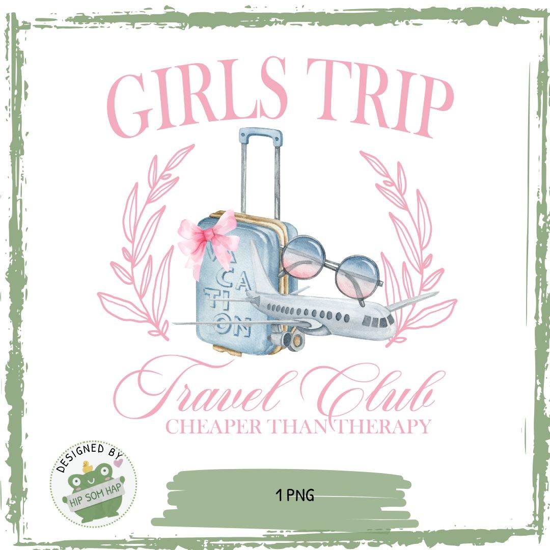 Girls Trip Sublimationsdesign – Travel Club Aquarell Motiv für T-Shirt & DIY-Projekte - Sewando