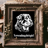 Stickdatei Rottweiler "Fritzi" - realistisch - FÜR DUNKLE STOFFE
