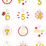 Stickdatei - 6-Eck Zahlenanhänger 1-25 für Adventskalender - Sewando