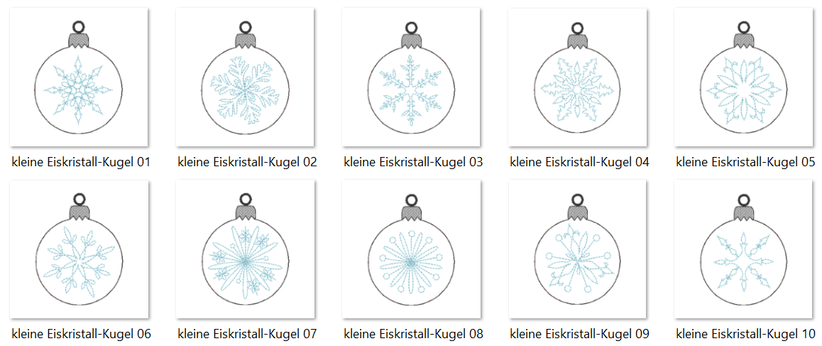 Stickdatei - 10 Eiskristallkugeln - Sewando