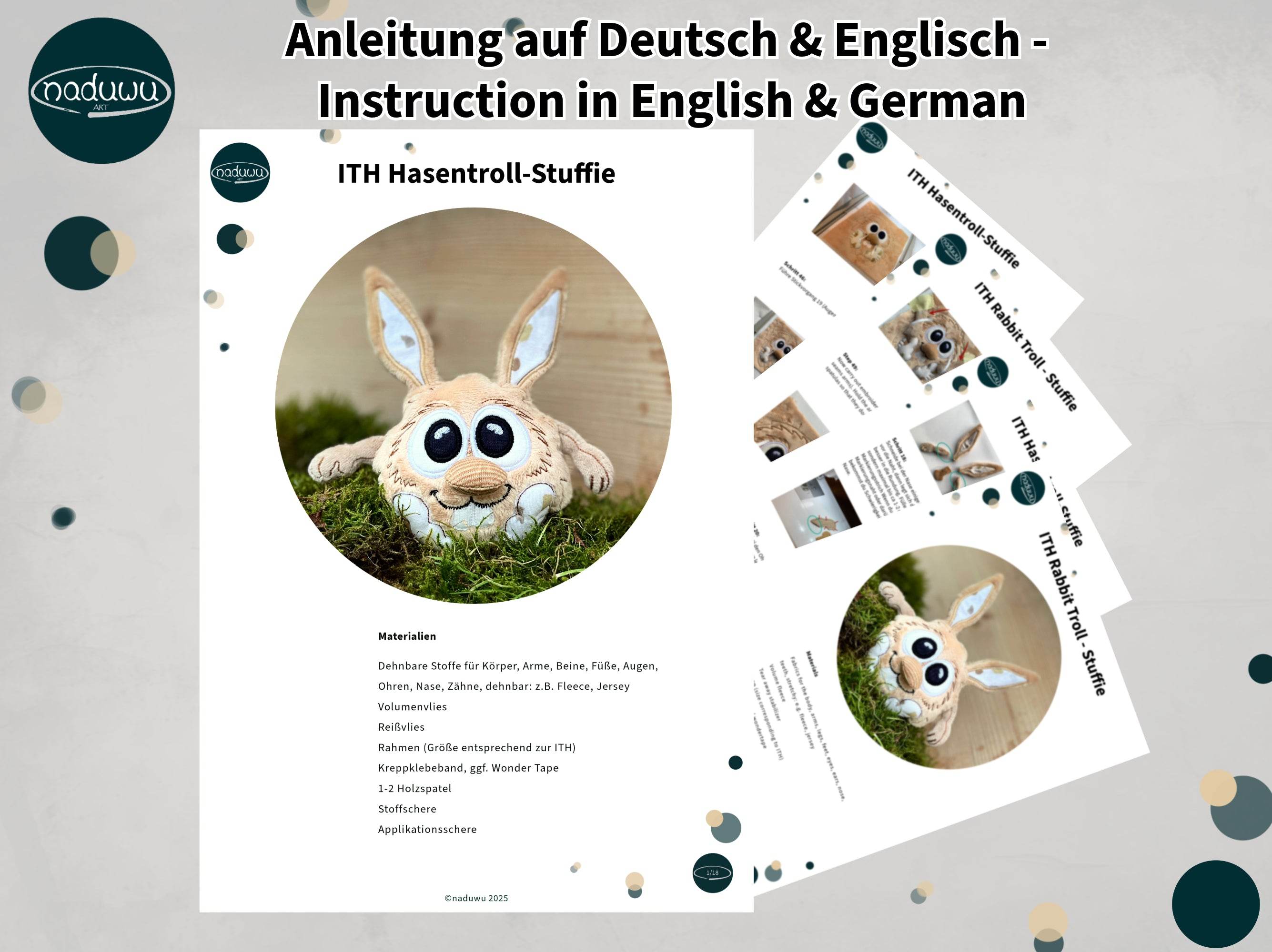 Stickdatei Hase Kuscheltier Set mit 7 Größen, In The Hoop Stuffie - Sewando