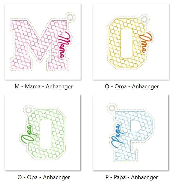 Stickdatei - Monogramme Eltern & Großeltern - Sewando