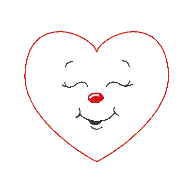Stickdatei - 6 Herzen mit Gesicht (ITH und Doodle) - Sewando