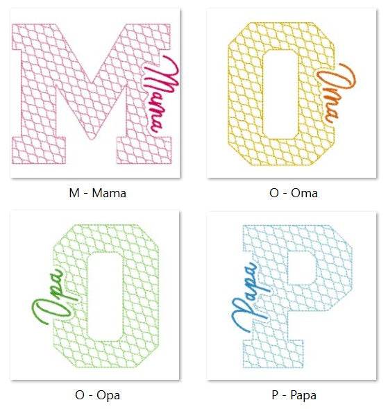 Stickdatei - Monogramme Eltern & Großeltern - Sewando