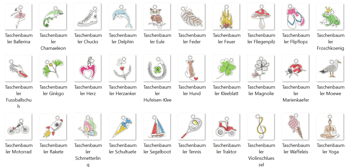 Stickdatei - Taschenbaumler - Set 2 (30 Single Line-Motive) - Sewando