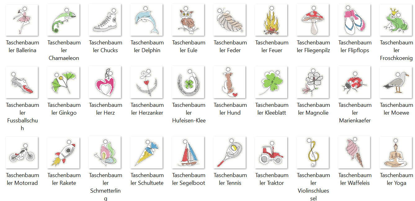Stickdatei - Taschenbaumler - Set 2 (30 Single Line-Motive) - Sewando
