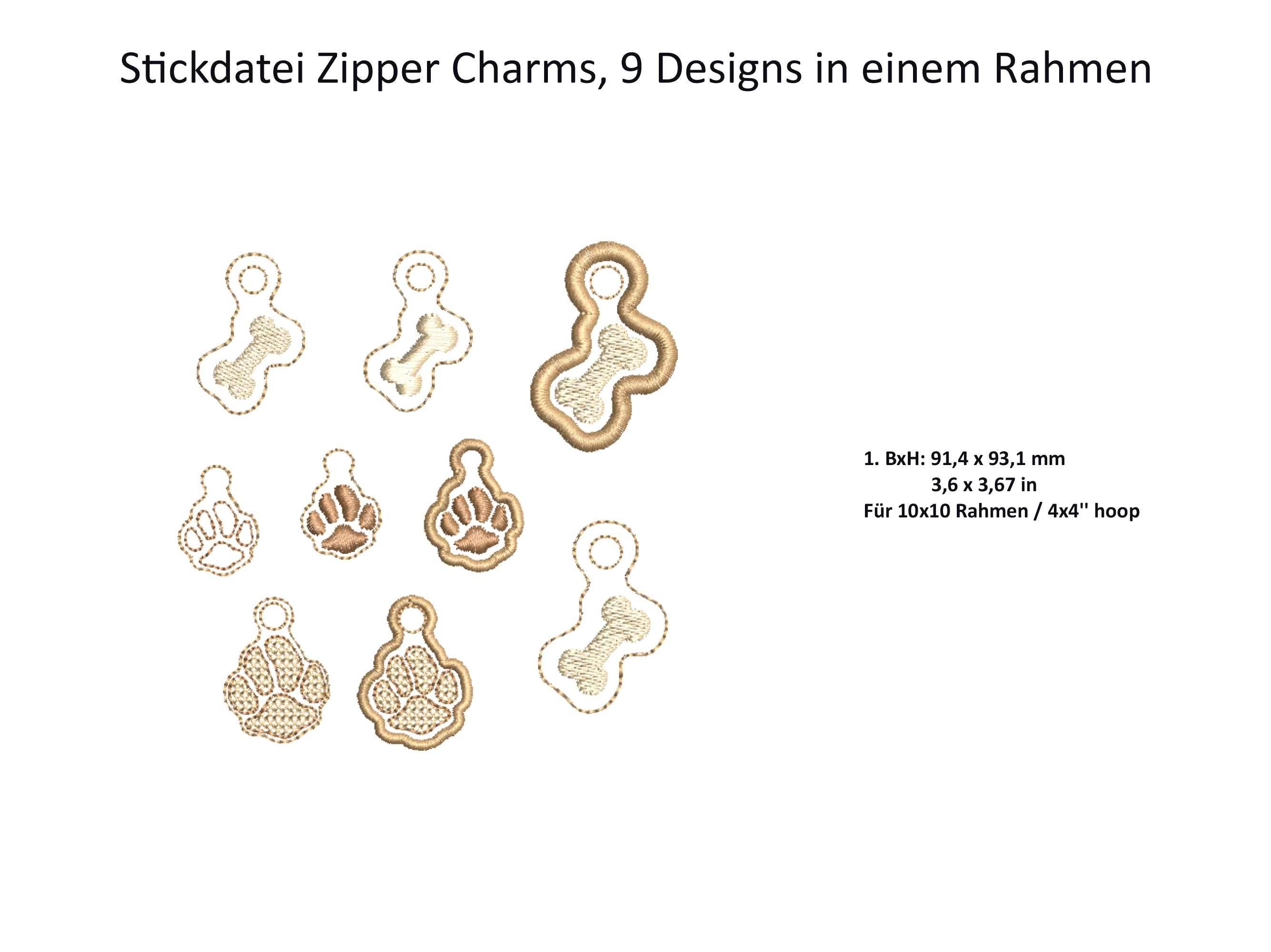 Stickdatei Hundepfoten und Knochen Mini-Anhänger, ITH für 10x10 Rahmen - Sewando