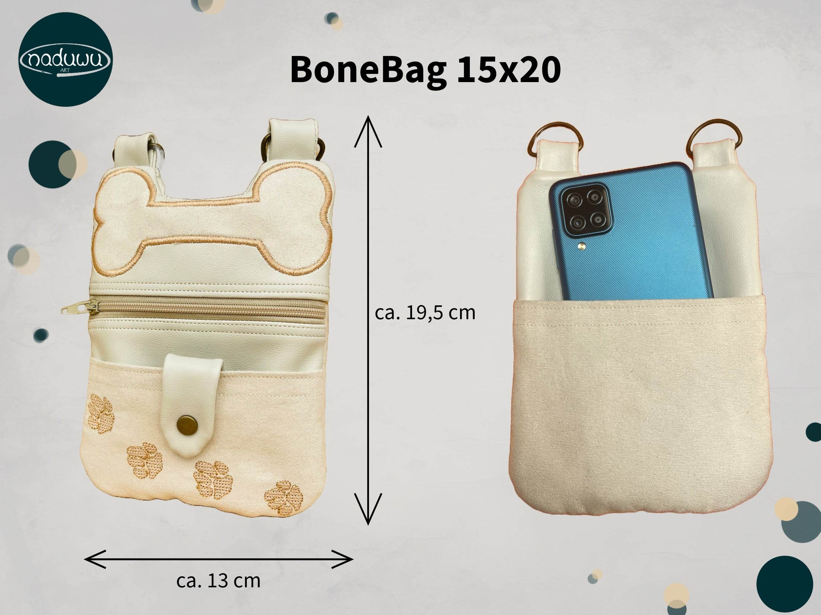 Stickdatei Reißverschlusstasche 15x20, ITH BoneBag - Sewando