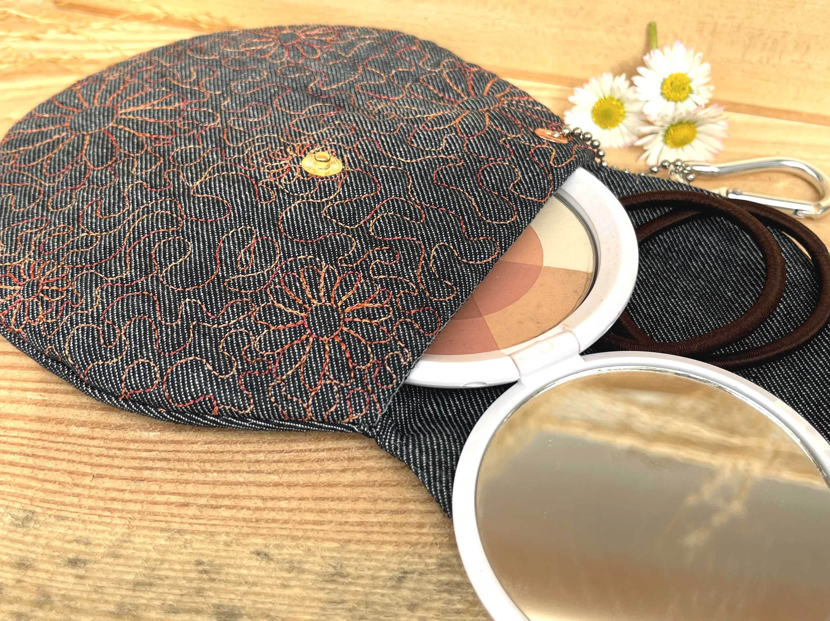 Stickdatei Tasche in 3 Größen mit Gänseblümchen, ITH runde Daisy Bag - Sewando