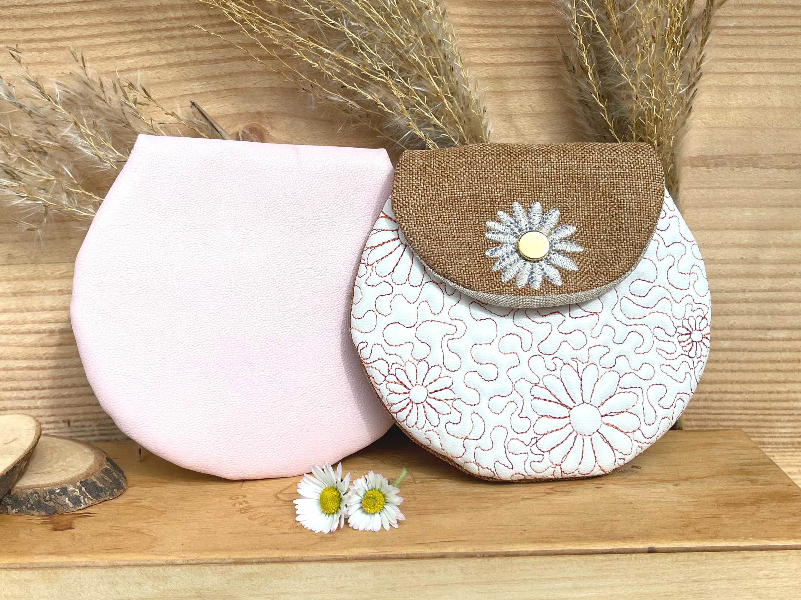 Stickdatei Tasche 13x18 mit Gänseblümchen, ITH runde Daisy Bag - Sewando