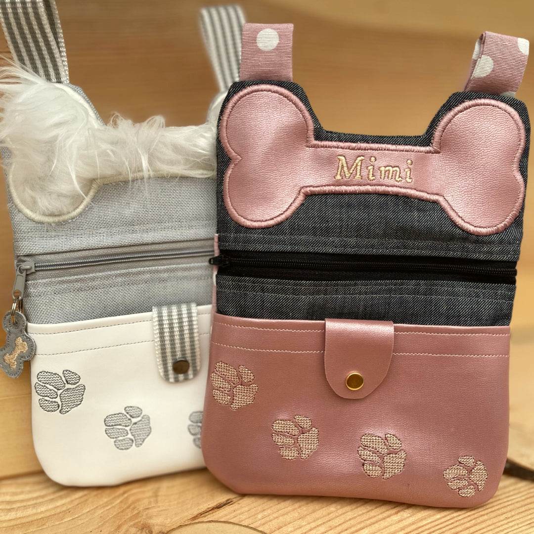 ITH Stickdatei Reißverschlusstasche 20x27 Bonebag, Pfotenstickerei und Knochenapplikation - Sewando