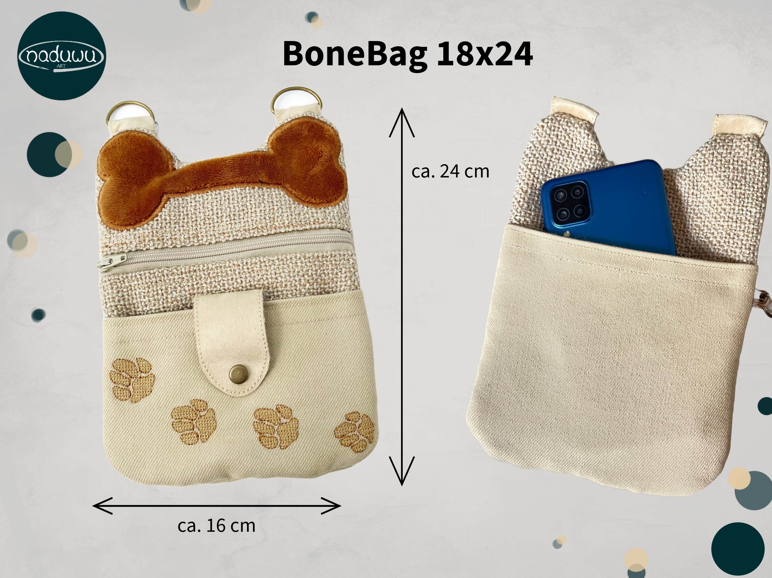 Stickdatei Reißverschlusstasche 18x24, ITH BoneBag - Sewando