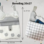 ITH Stickdatei Reißverschlusstasche 20x27 Bonebag, Pfotenstickerei und Knochenapplikation - Sewando