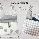 ITH Stickdatei Reißverschlusstasche 20x27 Bonebag, Pfotenstickerei und Knochenapplikation - Sewando