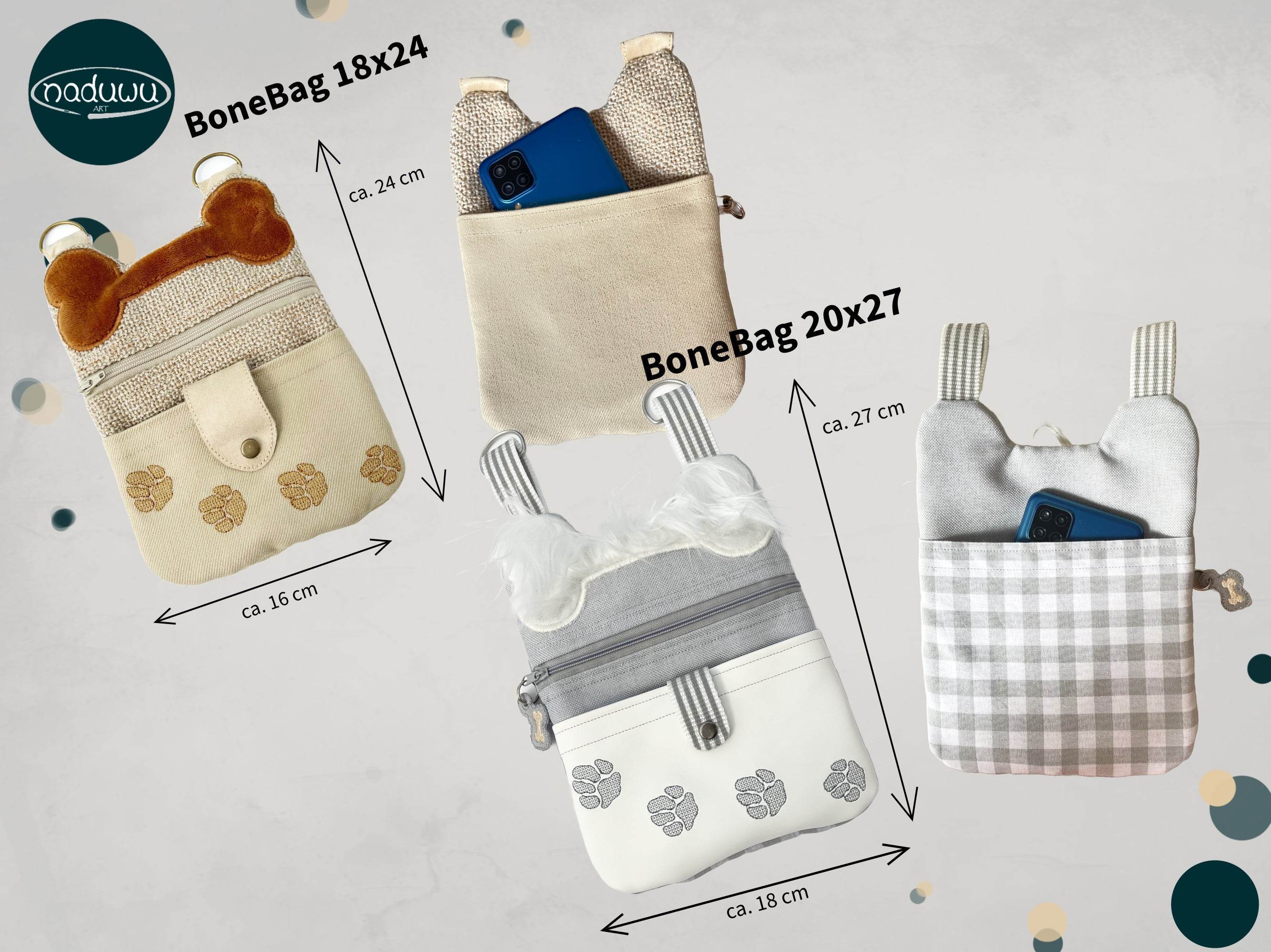 Stickdatei Reißverschlusstasche 2er Set, ITH Bonebag 18x24 & 20x27 - Sewando