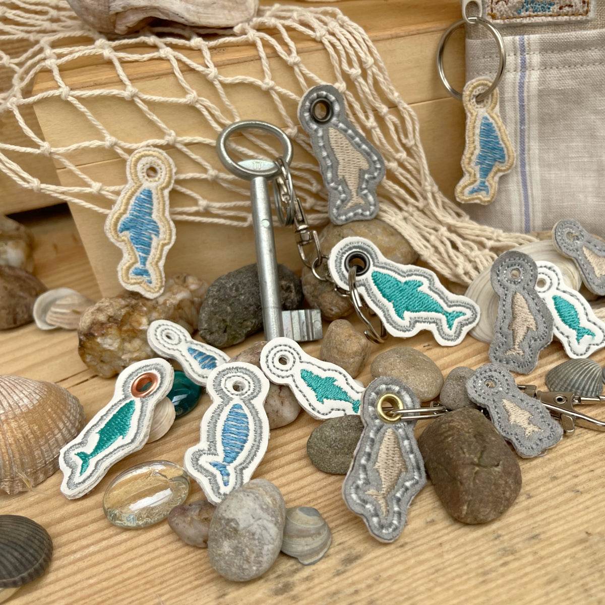 Stickdatei Fische Mini-Anhänger für 10x10 Rahmen - Sewando