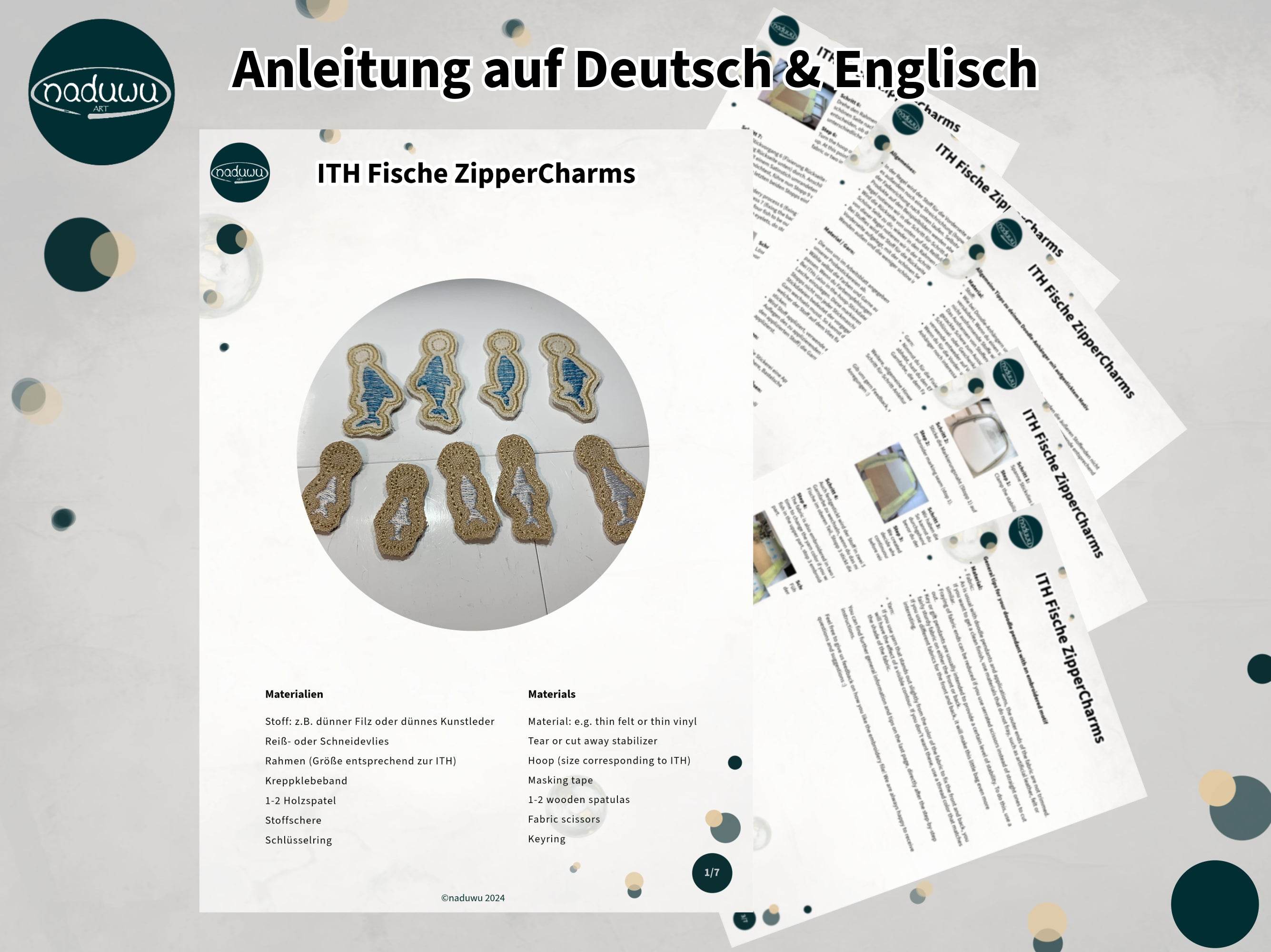 Stickdatei Fische Mini-Anhänger für 10x10 Rahmen - Sewando