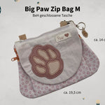 Stickdatei Tasche Big Paw 15x21, In The Hoop Bag mit 3 Reißverschlusstaschen - Sewando