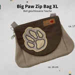 Stickdatei Tasche Big Paw 18x25, In The Hoop Bag mit 3 Reißverschlusstaschen - Sewando