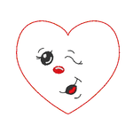 Stickdatei - 6 Herzen mit Gesicht (ITH und Doodle) - Sewando