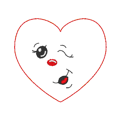 Stickdatei - 6 Herzen mit Gesicht (ITH und Doodle) - Sewando