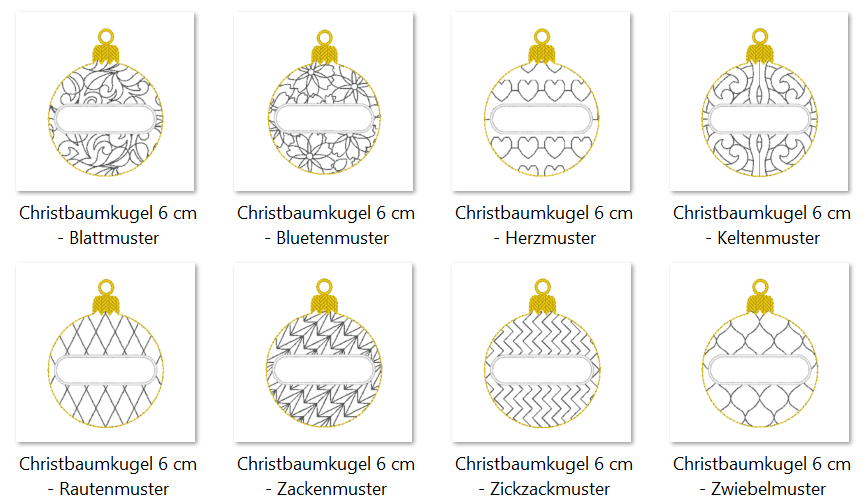 Stickdatei - 8 Christbaumkugeln personalisierbar - Sewando