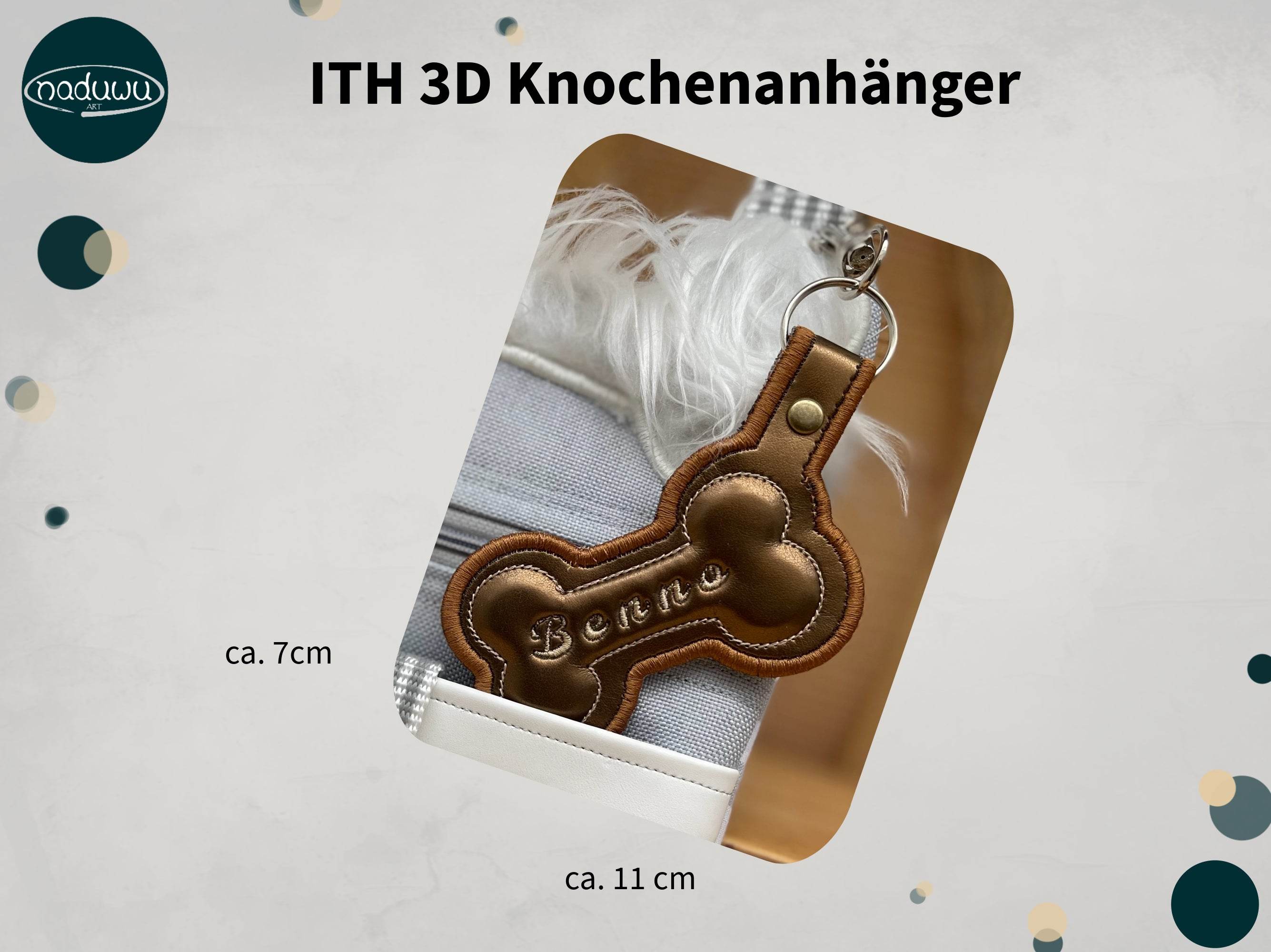 Stickdatei Knochen, Großer 3D Anhänger 9x13 mit Schlaufe - Sewando