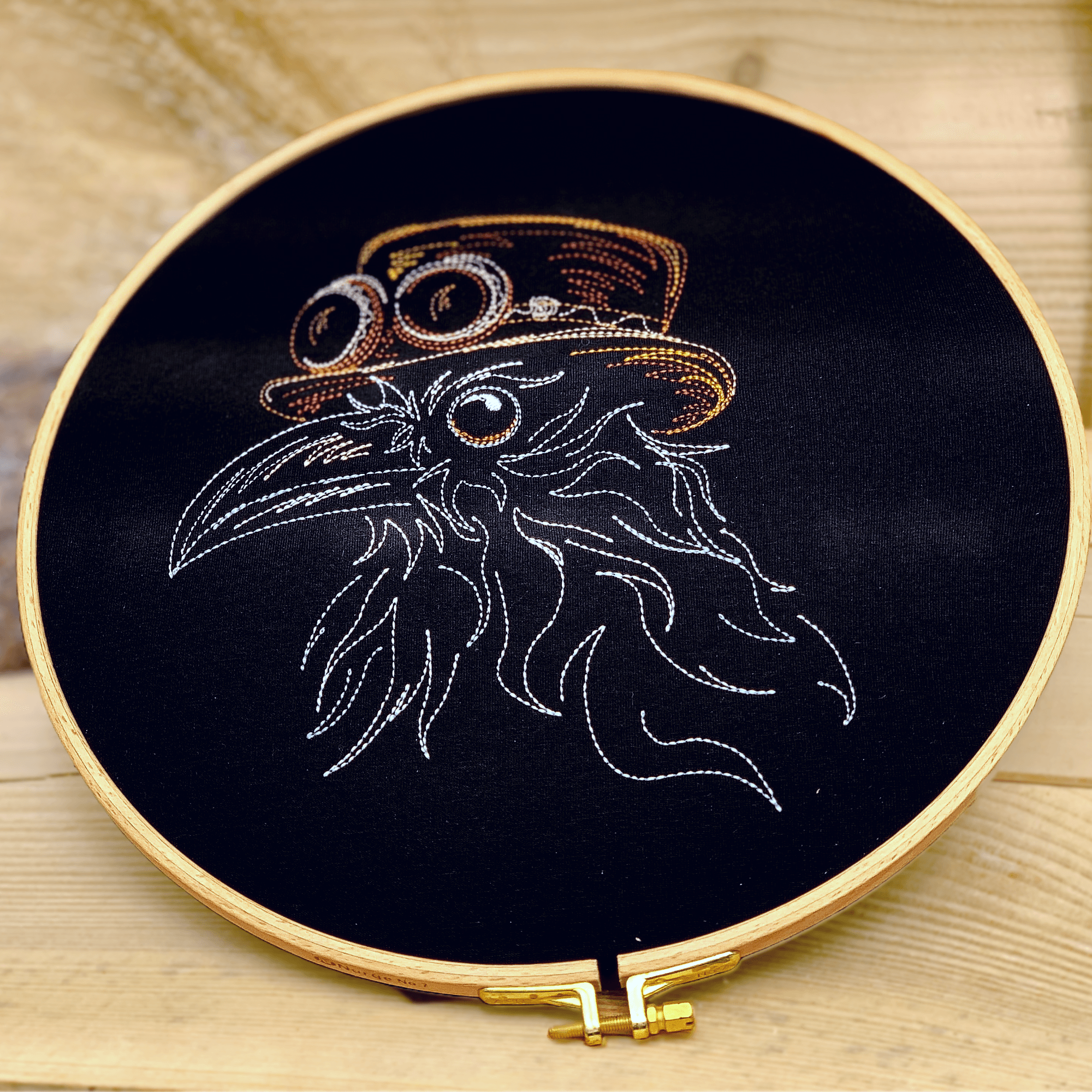 Steampunk Rabe Stickdatei, Rabenvogel Scribble in 7 Größen, Stickdesign Vogel - Sewando