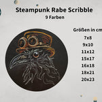 Steampunk Rabe Stickdatei, Rabenvogel Scribble in 7 Größen, Stickdesign Vogel - Sewando