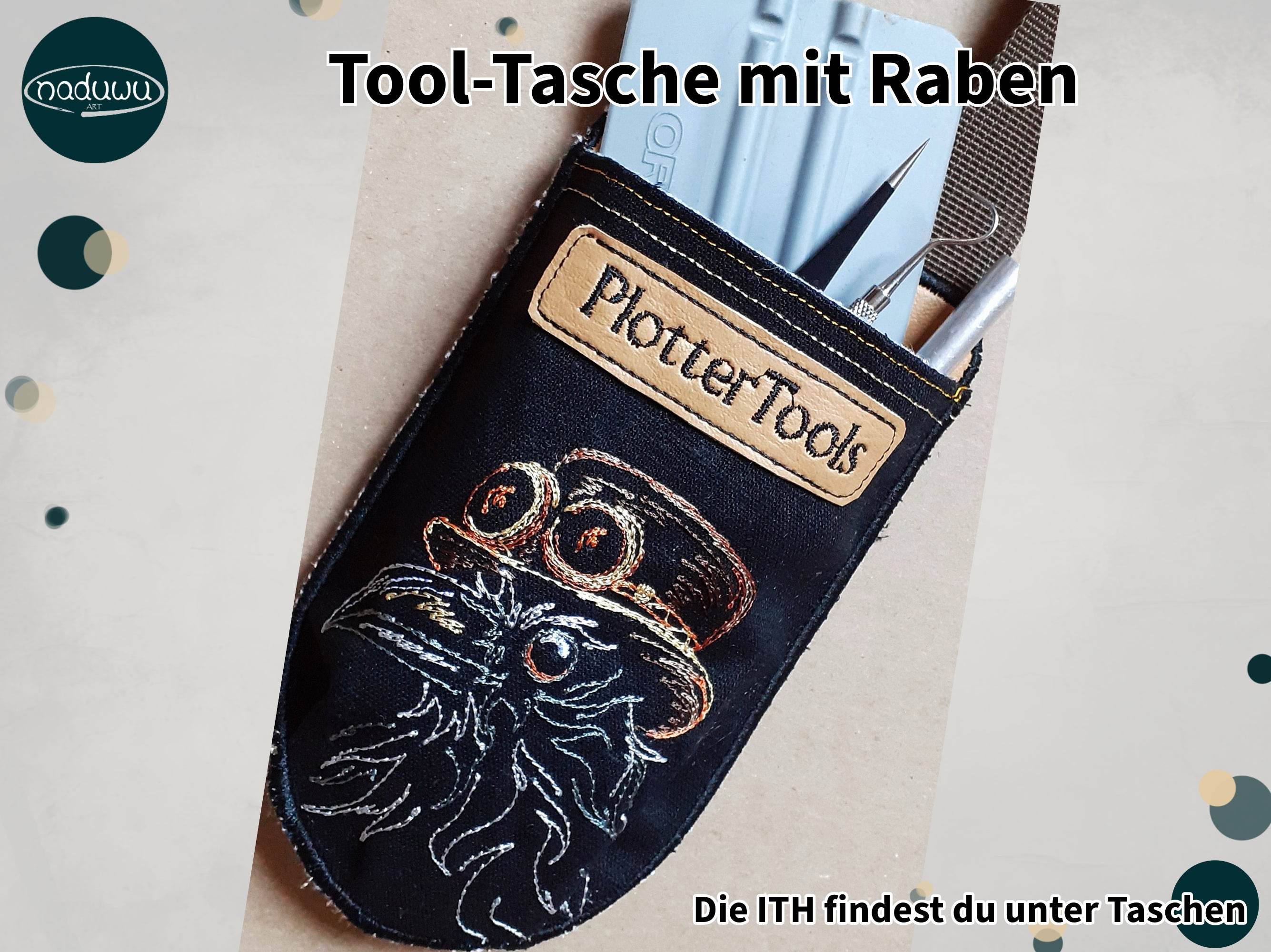 Steampunk Rabe Stickdatei, Rabenvogel Scribble in 7 Größen, Stickdesign Vogel - Sewando