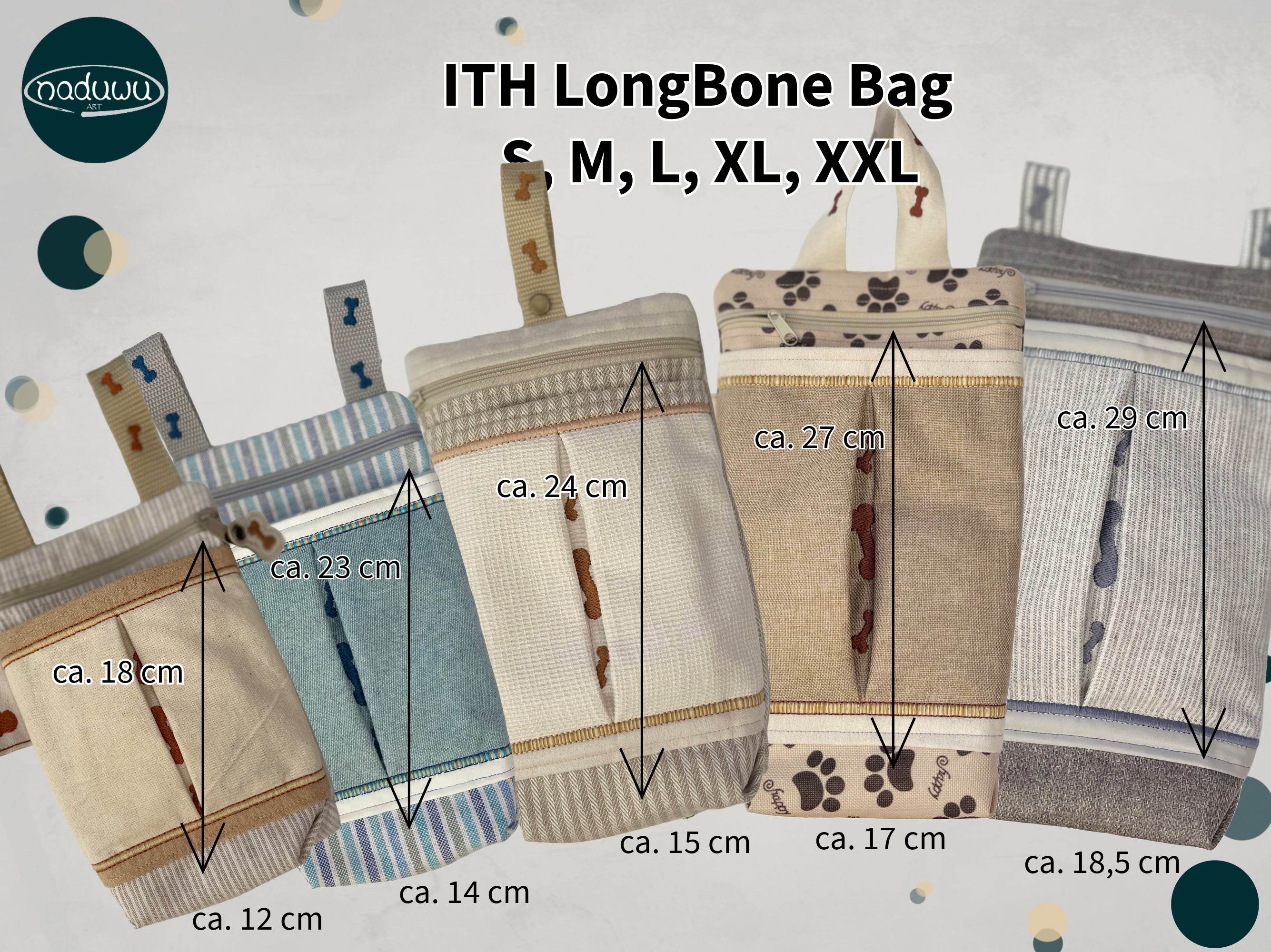 Stickdatei Tasche Set mit 5 Größen, ITH LongBone Bag - Sewando