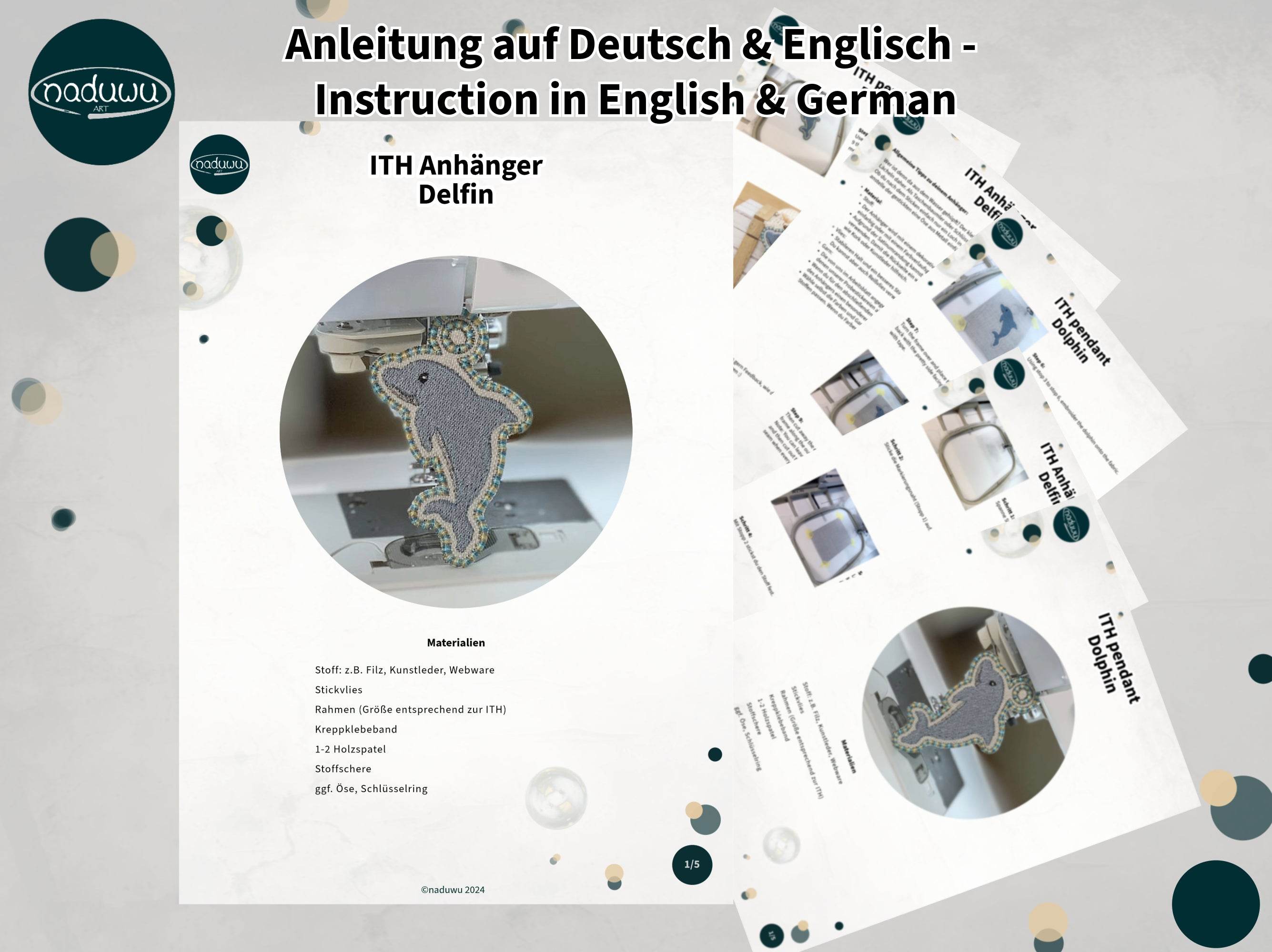 Stickdatei Delfin Anhänger für 10x10 Rahmen - Sewando