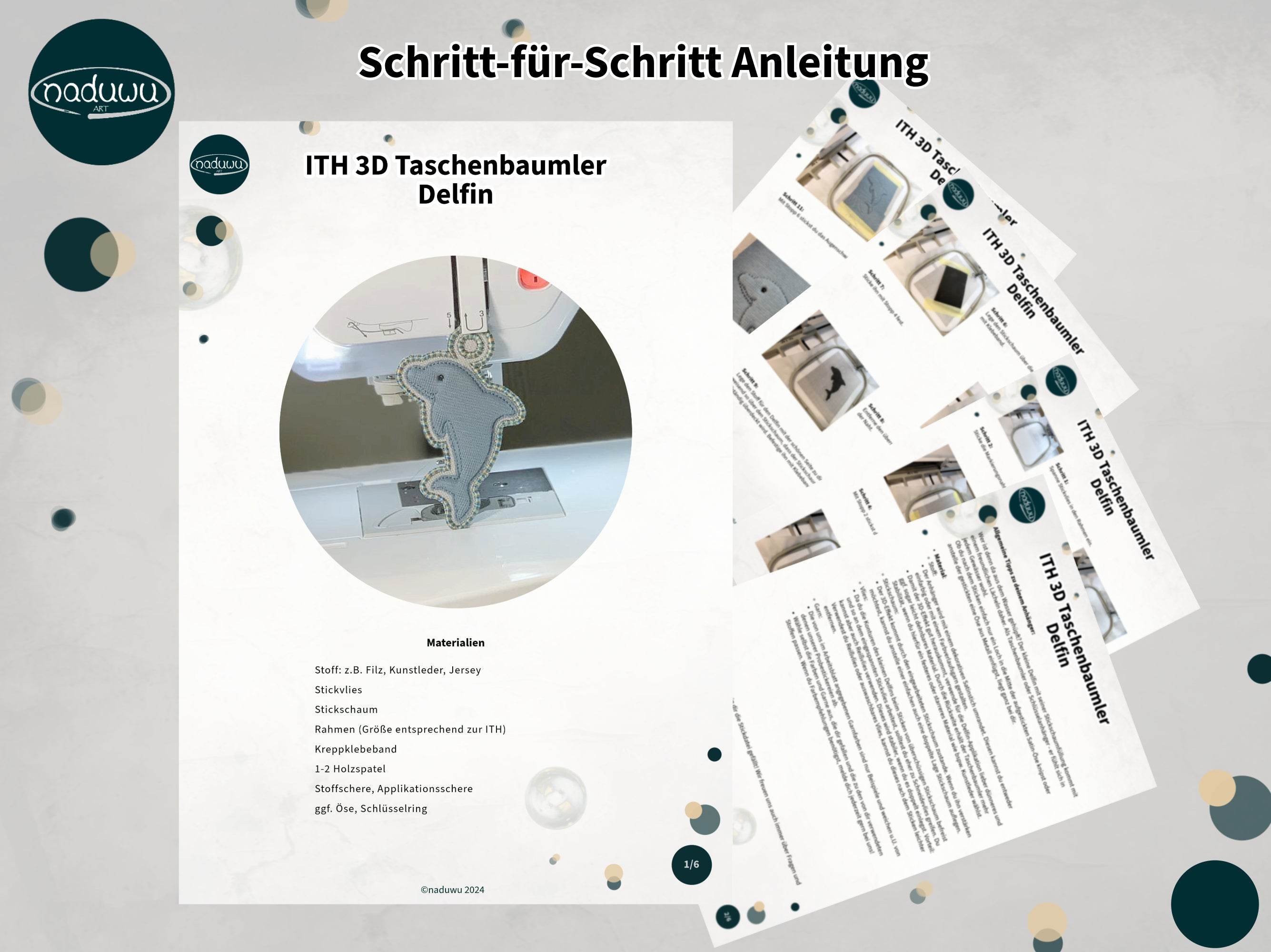 Stickdatei Delfin 3D-Anhänger für 10x10 Rahmen - Sewando