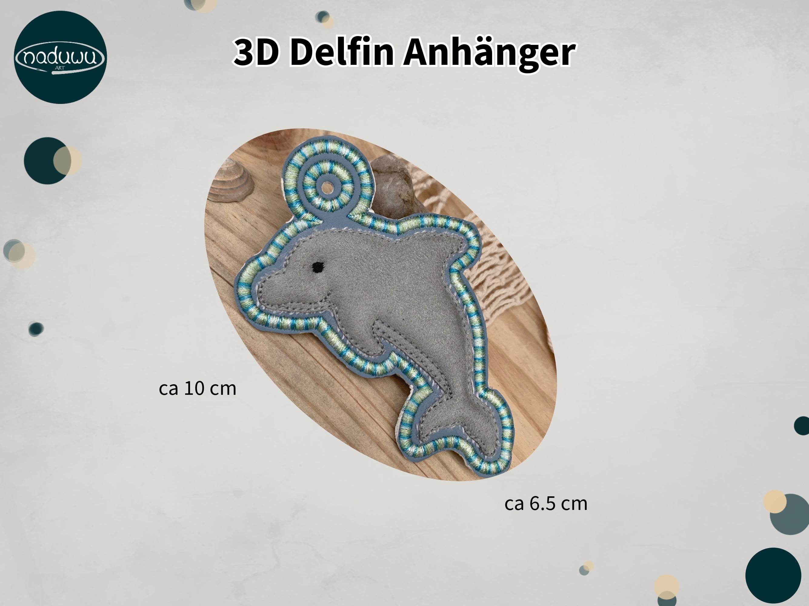 Stickdatei Delfin 3D-Anhänger für 10x10 Rahmen - Sewando