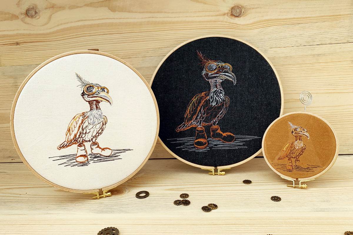 Steampunk Stickdatei Geier Quirin, Scribble in 6 Größen - Sewando