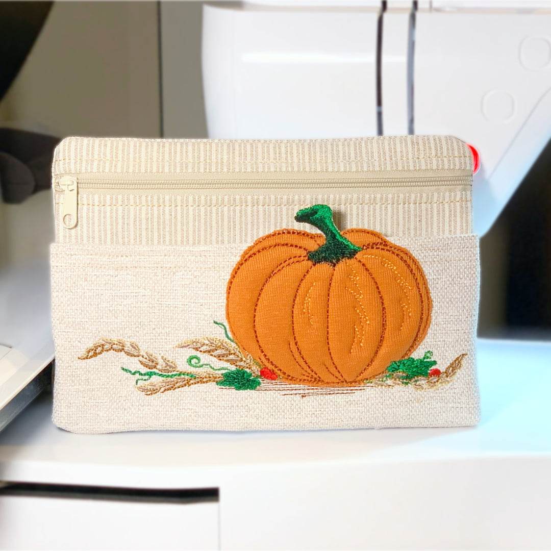 Stickdatei Kürbis Applikation mit Stickereien in 9x18 und 12x24 cm - Sewando