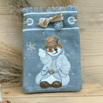 ITH Stickdatei Geschenkbeutel-Set M, L, XL, XXL mit Schneemann Applikation - Sewando