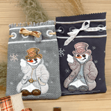ITH Stickdatei Geschenkbeutel-Set M, L, XL, XXL mit Schneemann Applikation - Sewando
