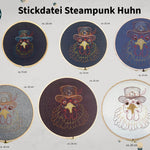 Stickdatei Steampunk Huhn Set 6 Größen - Sewando