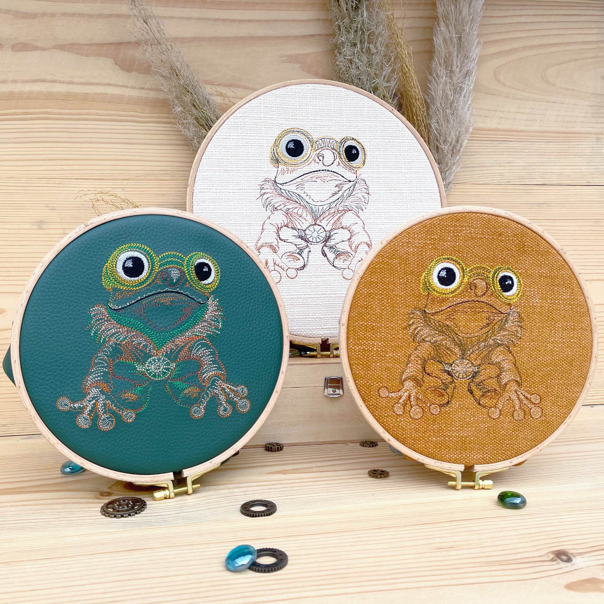 Stickdatei Steampunk Frosch Set mit 6 Größen - Sewando