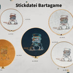 Stickdatei Echse Set 5 Größen, Bartagame Steampunk Scribble ab 13x18 Rahmen - Sewando