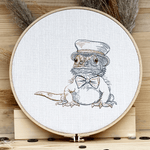 Stickdatei Echse Set 5 Größen, Bartagame Steampunk Scribble ab 13x18 Rahmen - Sewando