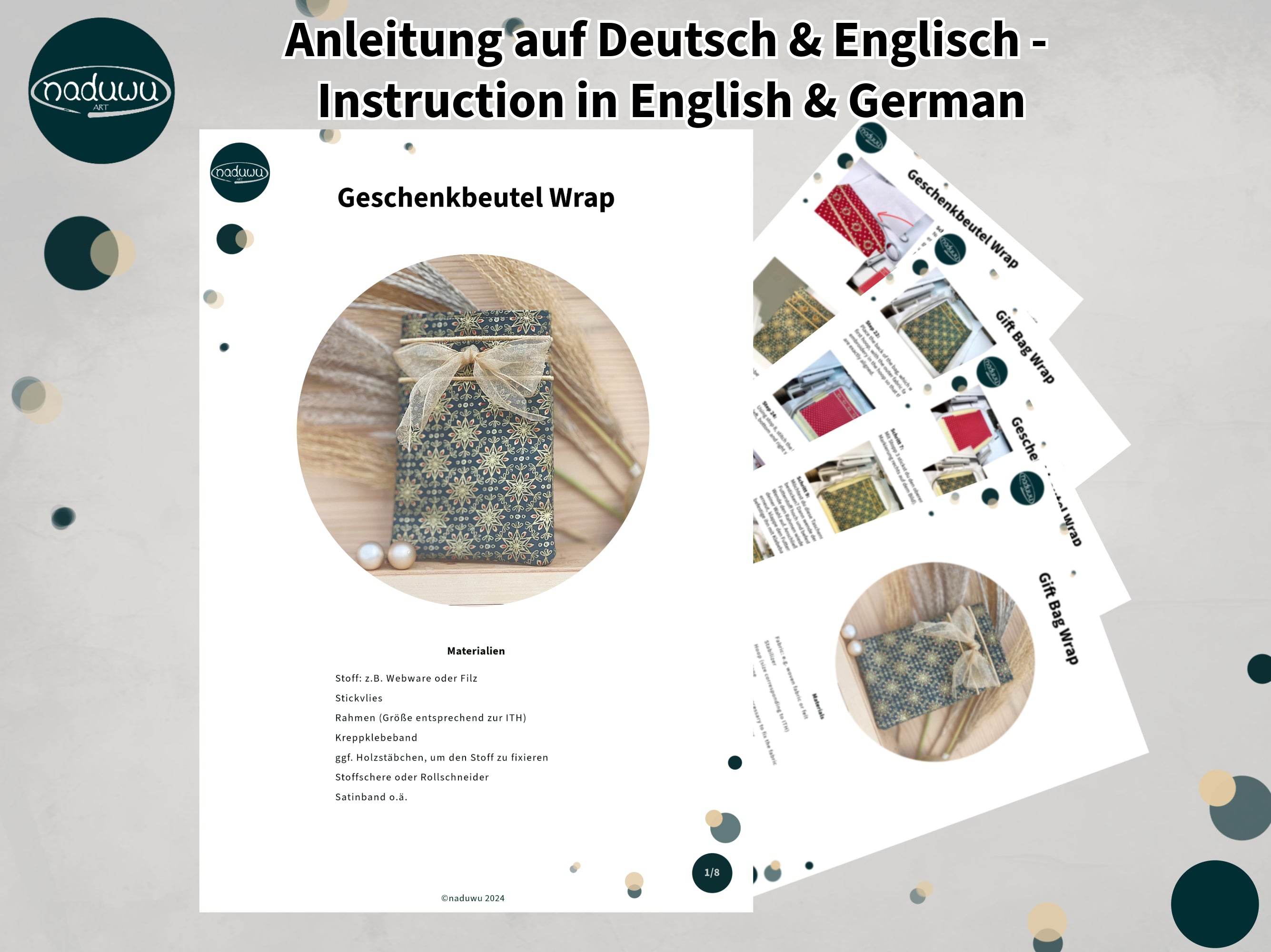 Stickdatei Geschenkbeutel 18x30, ITH Beutel “Wrap” mit Innenfutter - Sewando