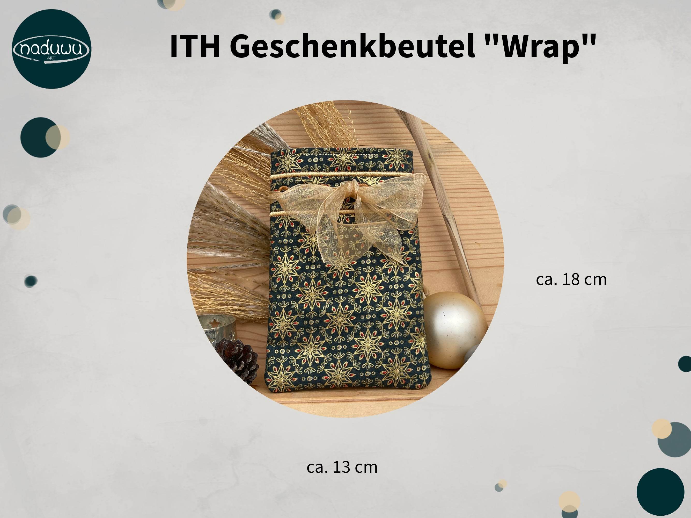 Stickdatei Geschenkbeutel für 13x18, ITH Beutel “Wrap” mit Innenfutter - Sewando
