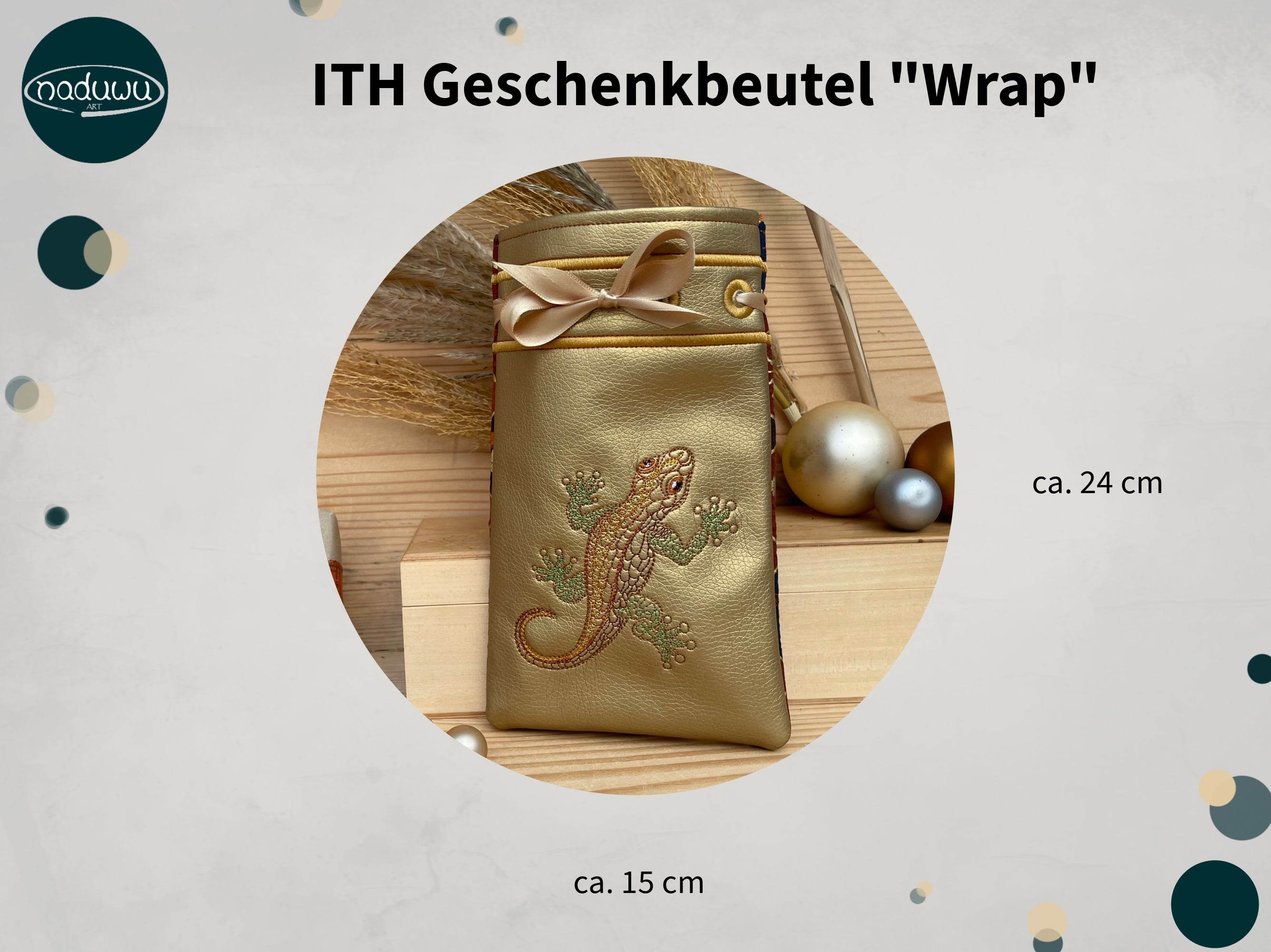 Stickdatei Geschenkbeutel in 15x24, ITH Beutel “Wrap” mit Innenfutter - Sewando