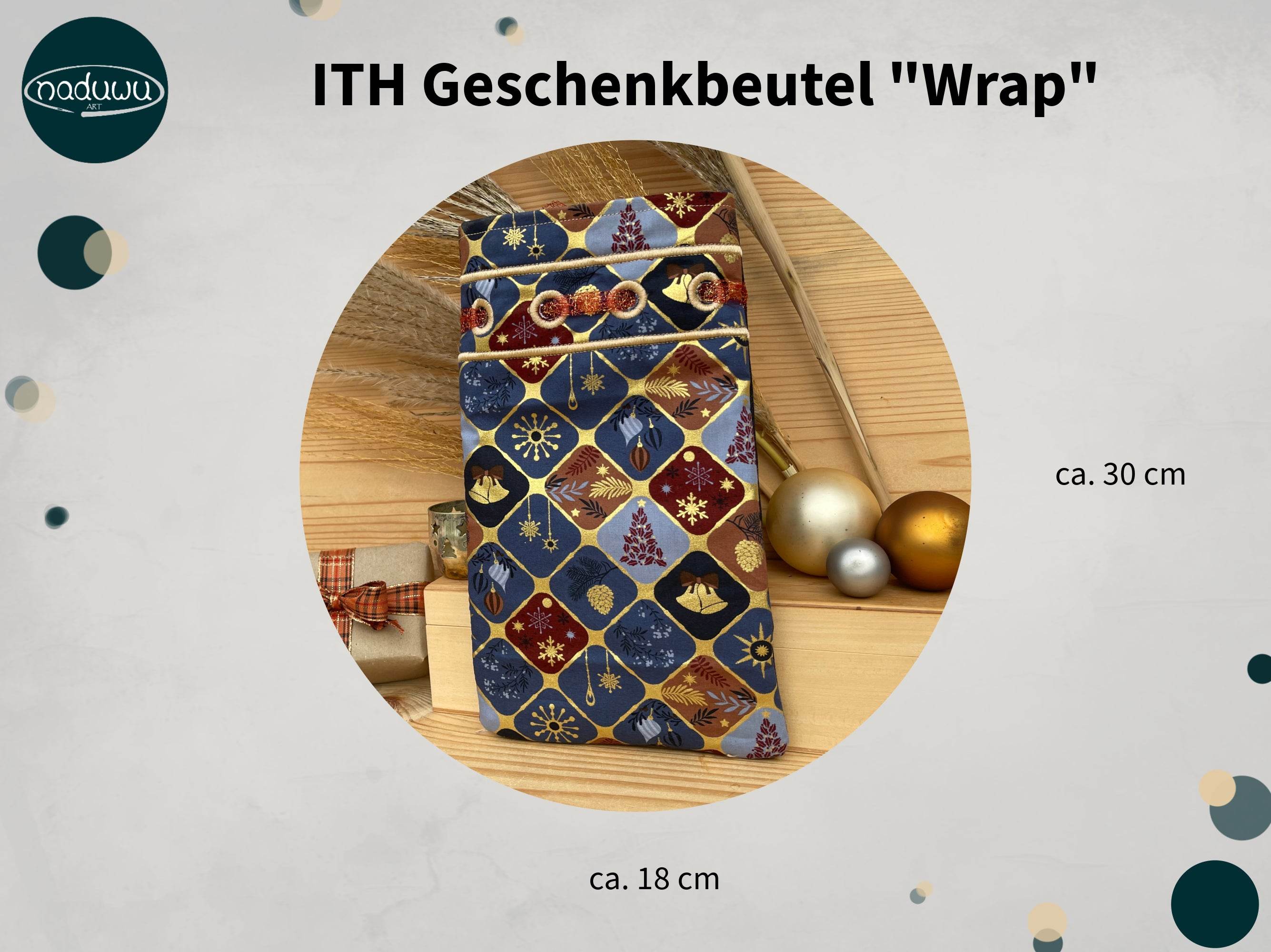 Stickdatei Geschenkbeutel 18x30, ITH Beutel “Wrap” mit Innenfutter - Sewando