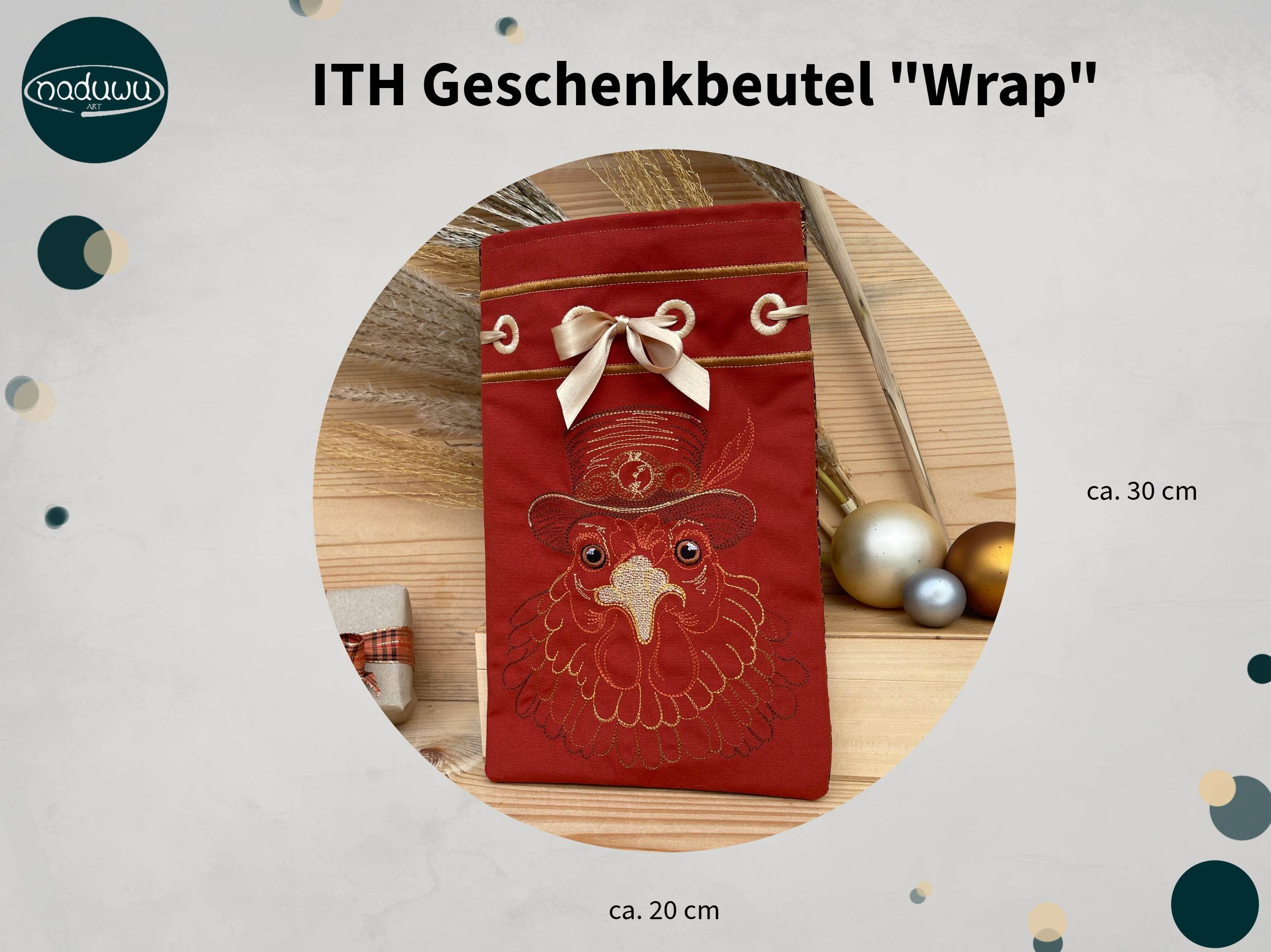 Stickdatei Geschenkbeutel 20x30, ITH Beutel “Wrap” mit Innenfutter - Sewando