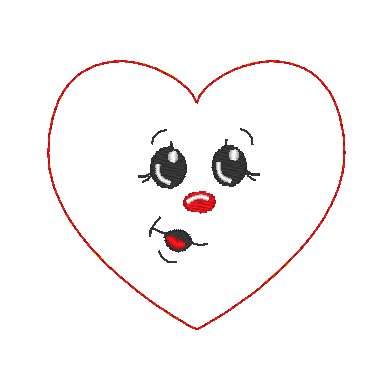 Stickdatei - 6 Herzen mit Gesicht (ITH und Doodle) - Sewando