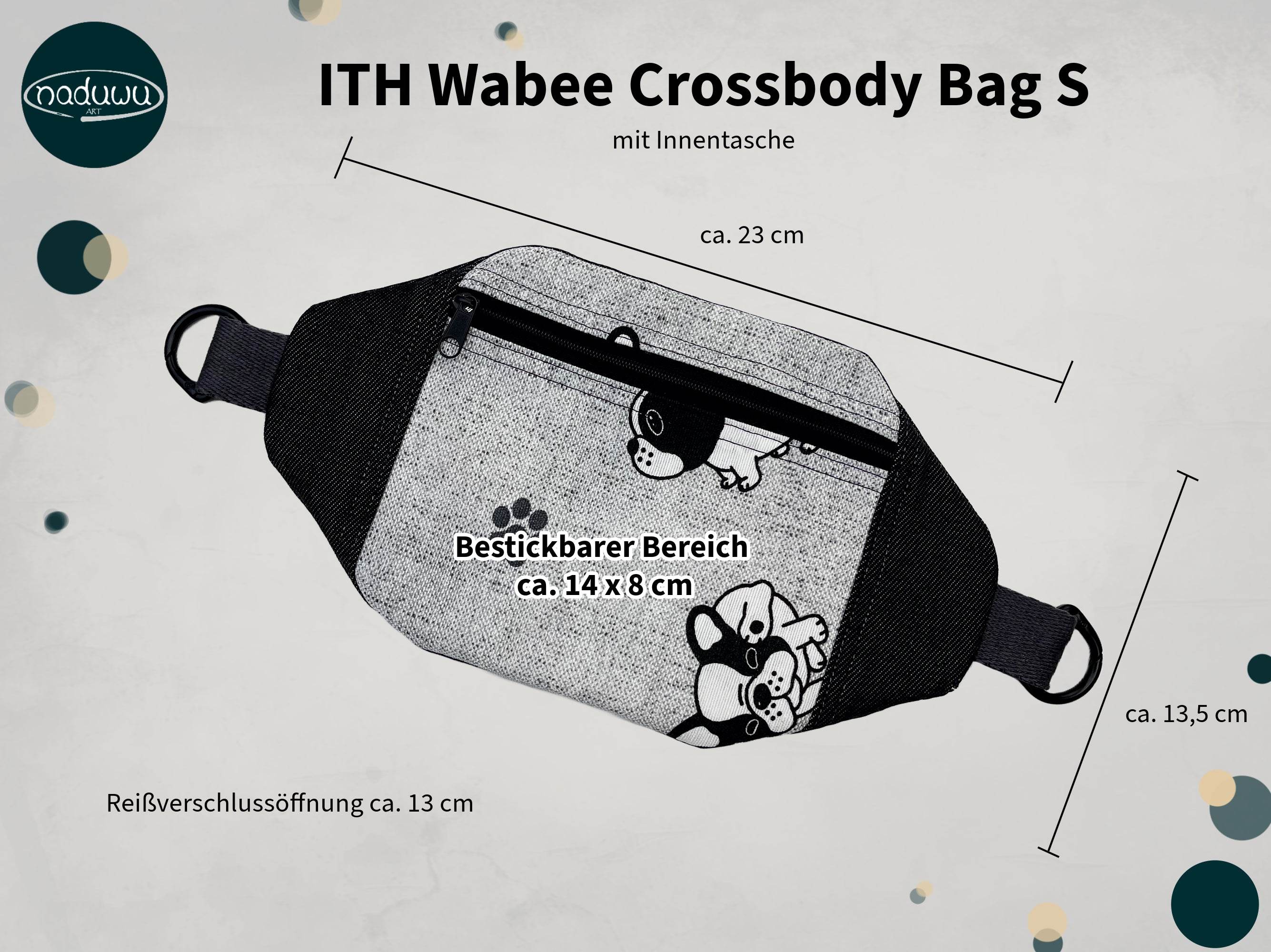 ITH Stickdatei Crossbody Bag 14,5x24 mit Innentasche, In The Hoop Tasche Wabee - Sewando